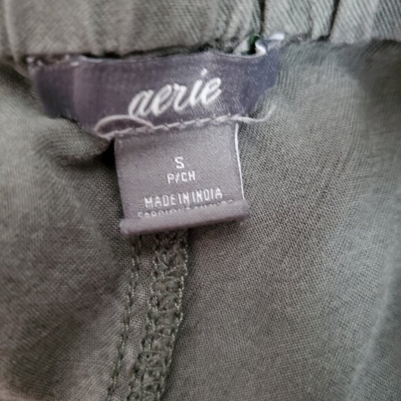 AERIE Women's S Elastic Pull On Shorts Pockets Casual Lightweight Olive Green - Picture 11 of 13